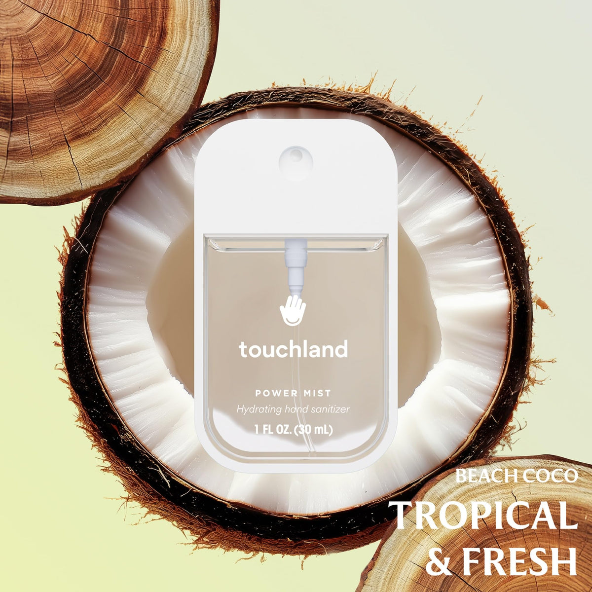 Blue Sandalwood hand sanitizer mist from Touchland, compact size