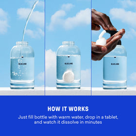 BLUELAND Foaming Hand Soap tablet dissolving in water