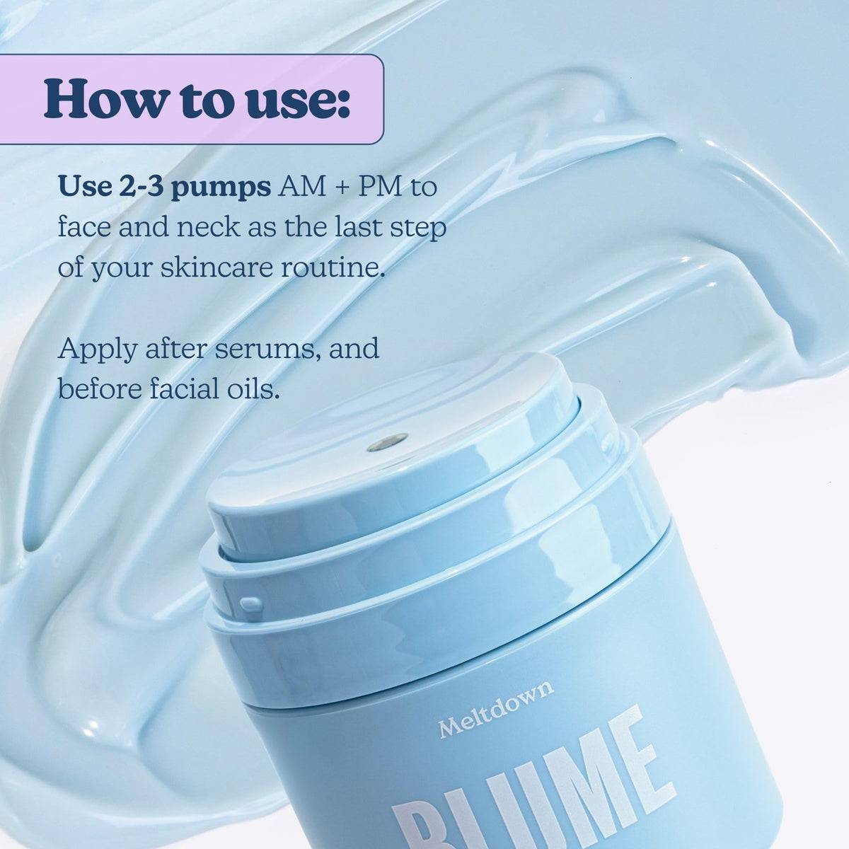 Blume Meltdown Gel Face Moisturizer on a bathroom counter