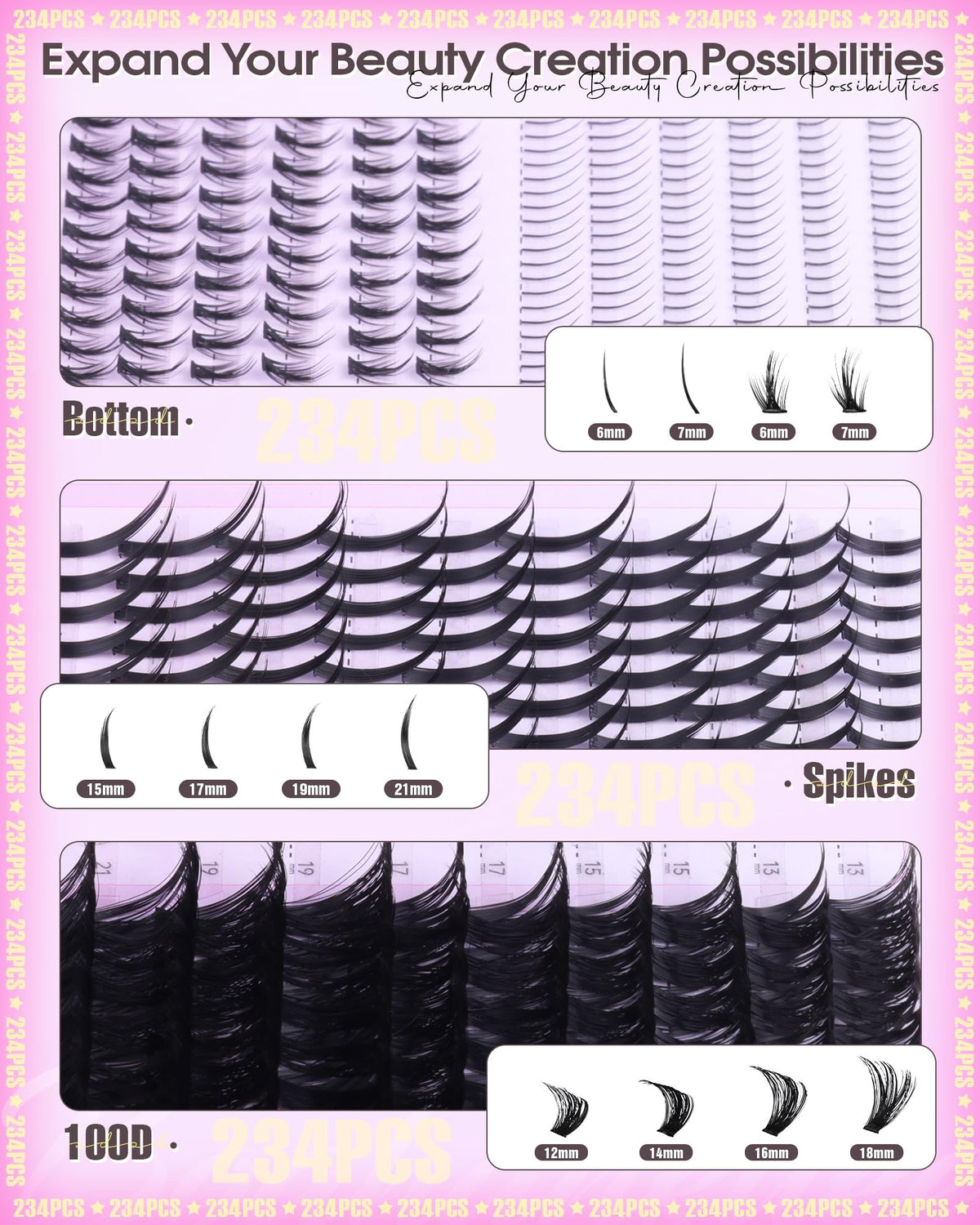Boahankuke lash clusters applied on a model's eyes