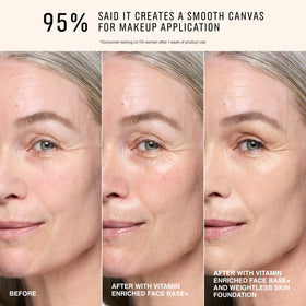 Bobbi Brown Vitamin Enriched Face Base+ on a vanity with makeup tools