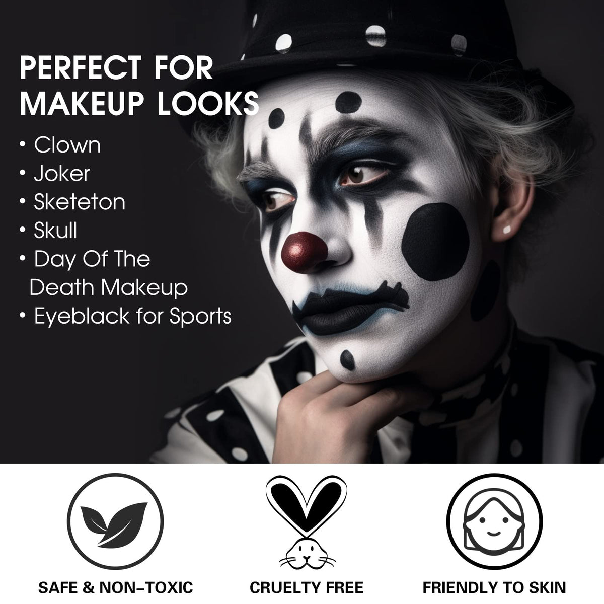 BOBISUKA face paint applied on a model for Halloween