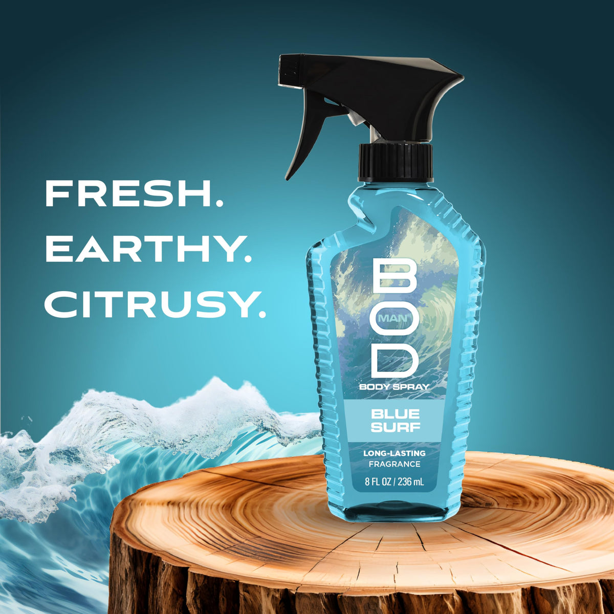Bod Man Blue Surf Body Spray 8 fl oz side view