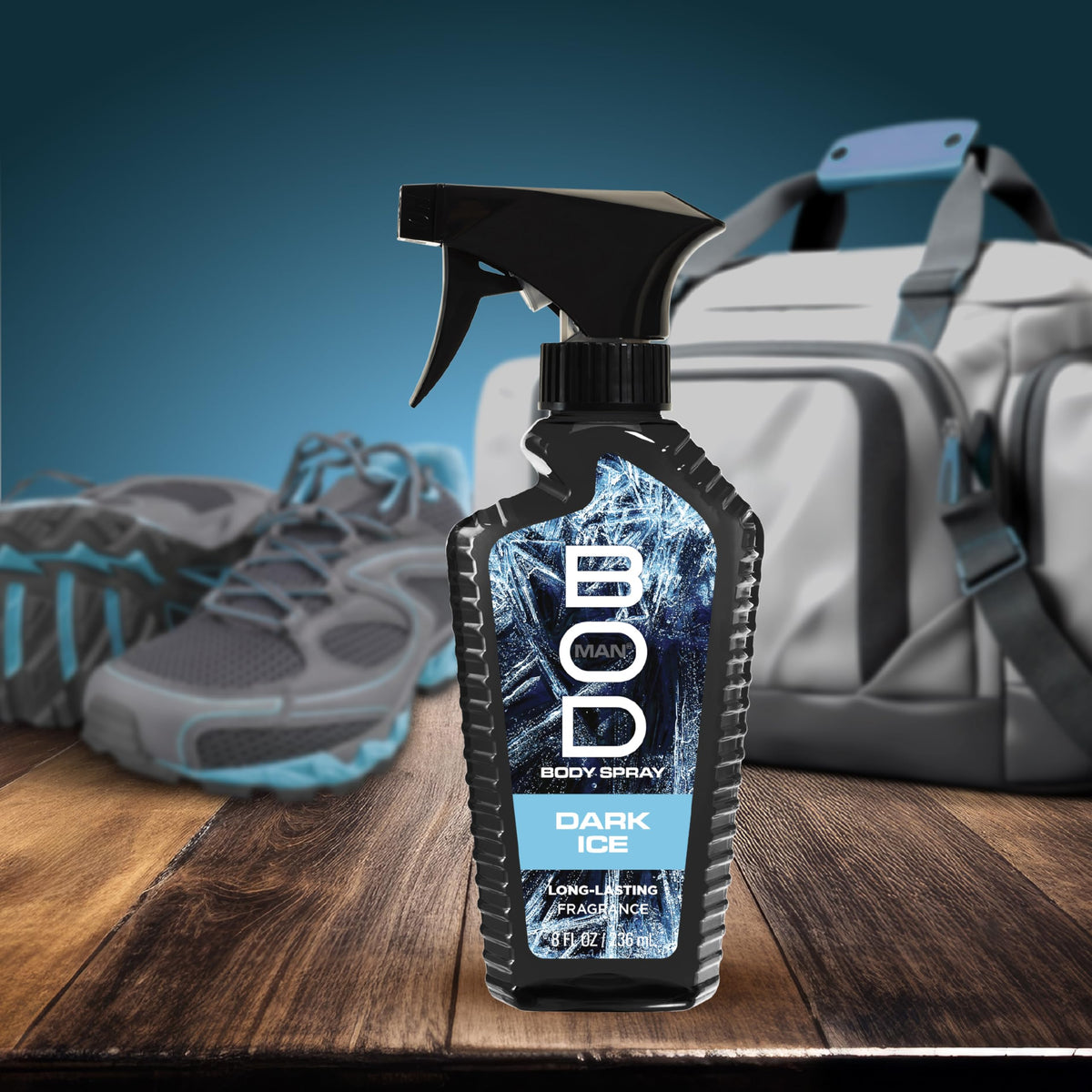 Bod Man Dark Ice Body Spray with background