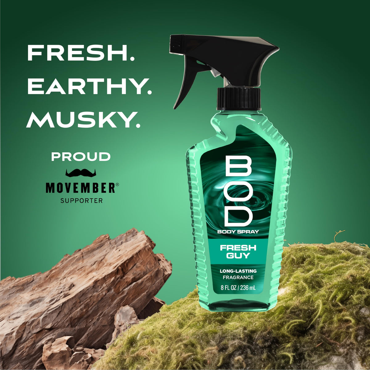 BOD man Fresh Guy Body Spray 8 fl oz side view