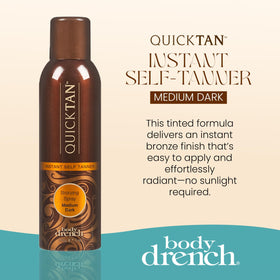 Body Drench QuickTan bronzing spray bottle with tinted formula