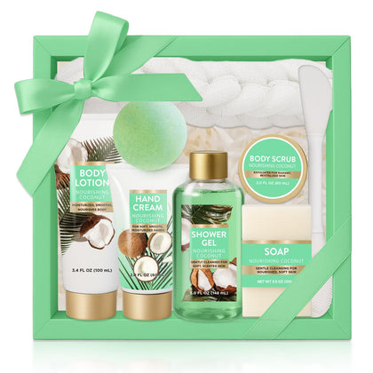 BODY & EARTH 8 Piece Coconut Bath Set packaging front view