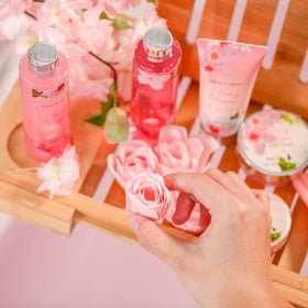 BODY & EARTH Cherry Blossom & Jasmine body lotion and bath salts