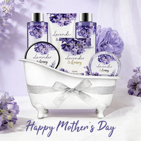 BODY & EARTH Lavender Spa Gift Set arranged for gifting
