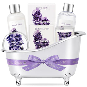 BODY & EARTH Lavender Spa Gift Set with bubble bath and lotion