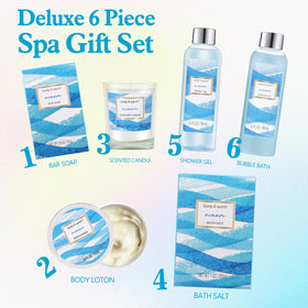 BODY & EARTH Ocean Gift Basket bubble bath and shower gel