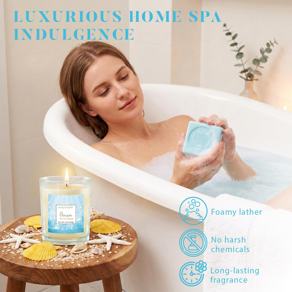BODY & EARTH Ocean Scented Spa Gift Set beautifully packaged
