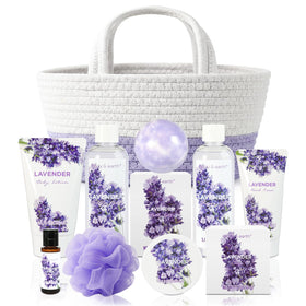BODY & EARTH Spa Gift Basket with 11 pieces including bubble bath and shower gel