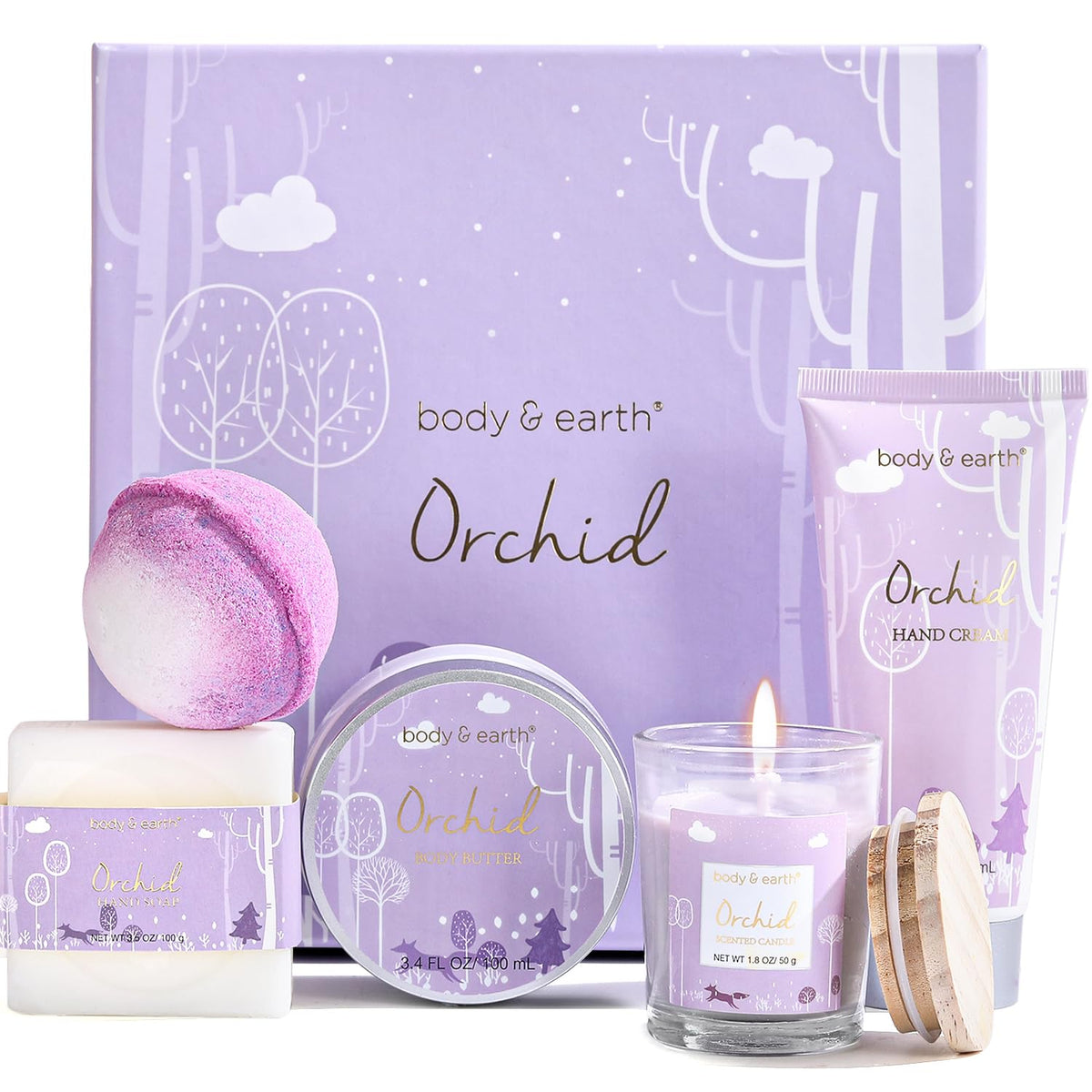 BODY & EARTH Spa Gift Set 5 Pcs with orchid scent products