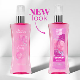 Body Fantasies Cotton Candy Body Spray back view with ingredients