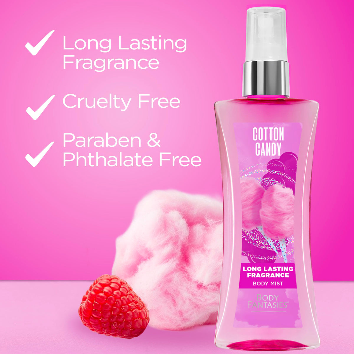 Body Fantasies Cotton Candy Body Spray cap detail
