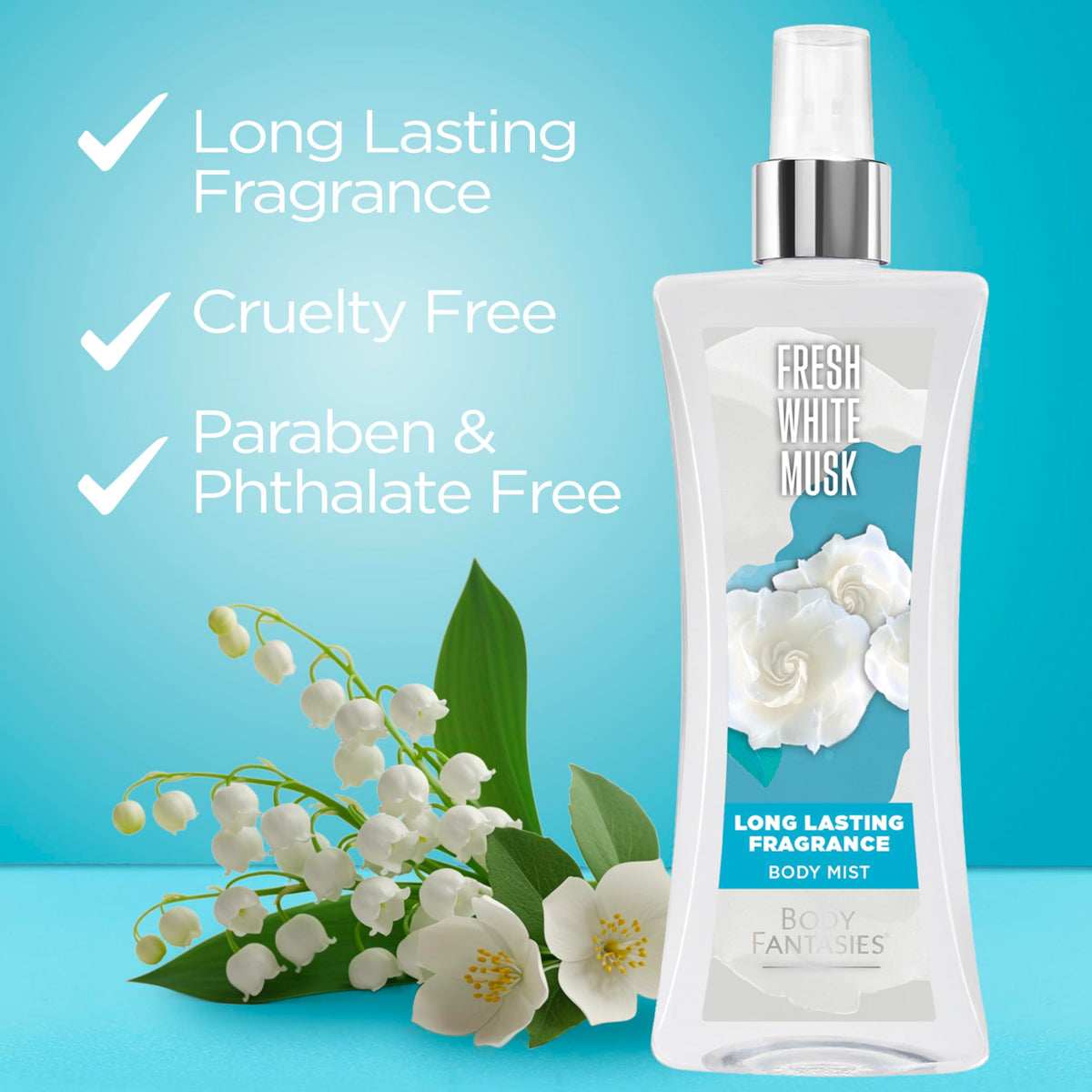 Body Fantasies Fresh White Musk Body Spray packaging