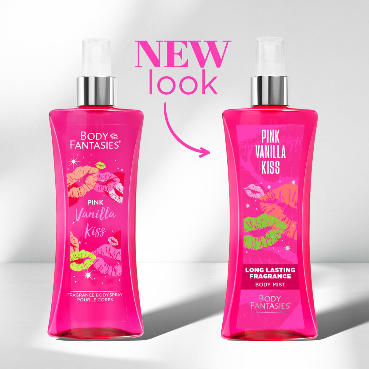 Body Fantasies Pink Vanilla Kiss Body Spray 8 fl oz back view