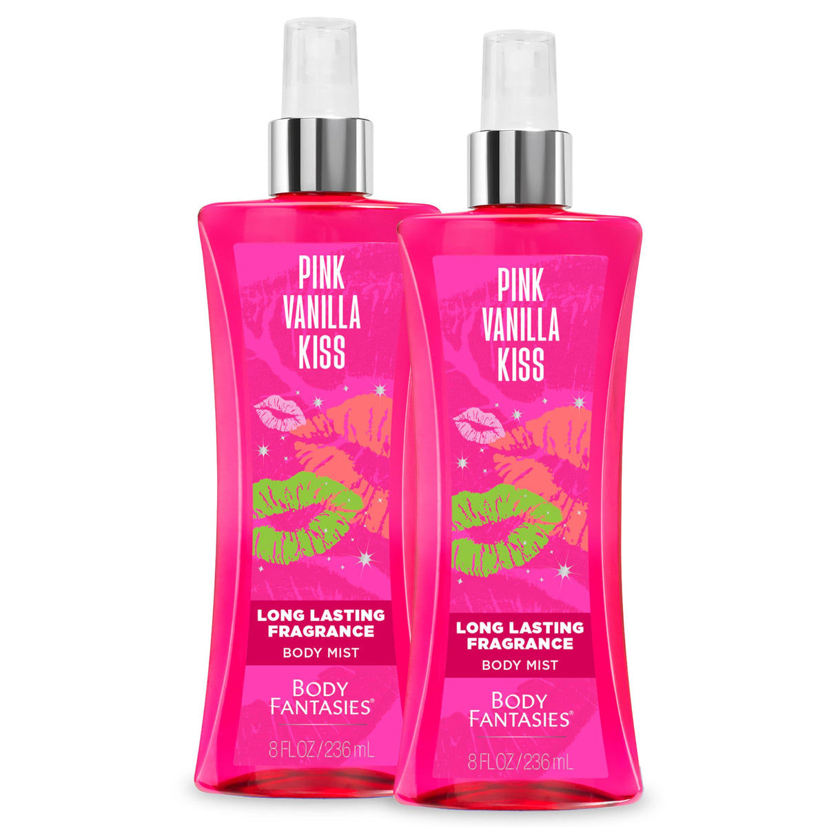 Body Fantasies Pink Vanilla Kiss Body Spray 8 fl oz front view