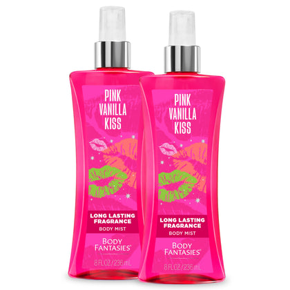 Body Fantasies Pink Vanilla Kiss Body Spray 8 fl oz front view