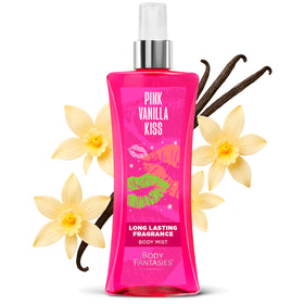 Body Fantasies Pink Vanilla Kiss Body Spray in lifestyle setting