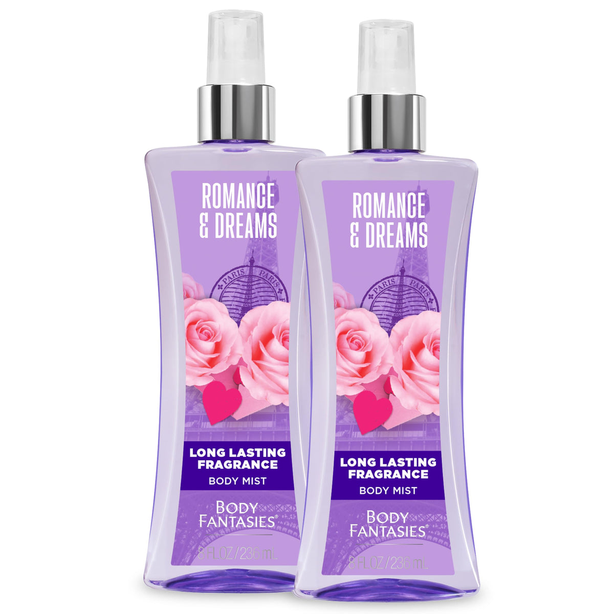 Body Fantasies Romance & Dreams Body Spray front view, 8 fl oz