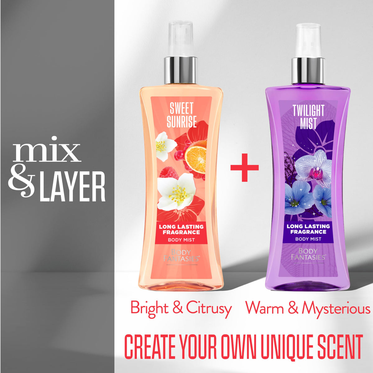 Body Fantasies Sweet Sunrise Body Spray with floral background