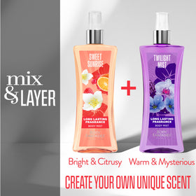 Body Fantasies Sweet Sunrise Body Spray with floral background