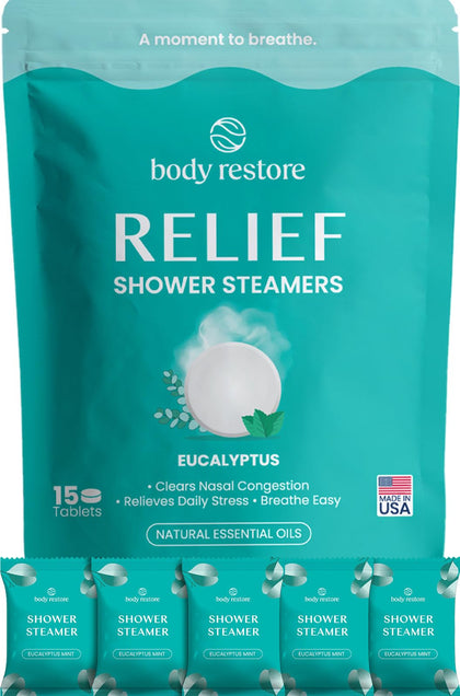 Body Restore Shower Steamers 15 Pack front view with packaging