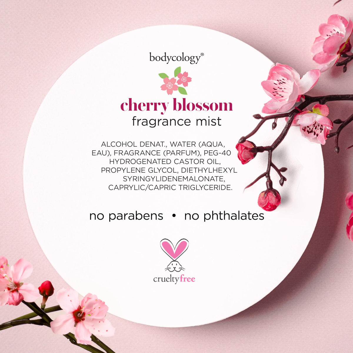 Bodycology Cherry Blossom Fragrance Mist in use on skin