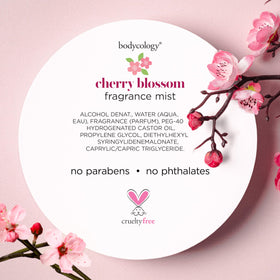 Bodycology Cherry Blossom Fragrance Mist in use on skin