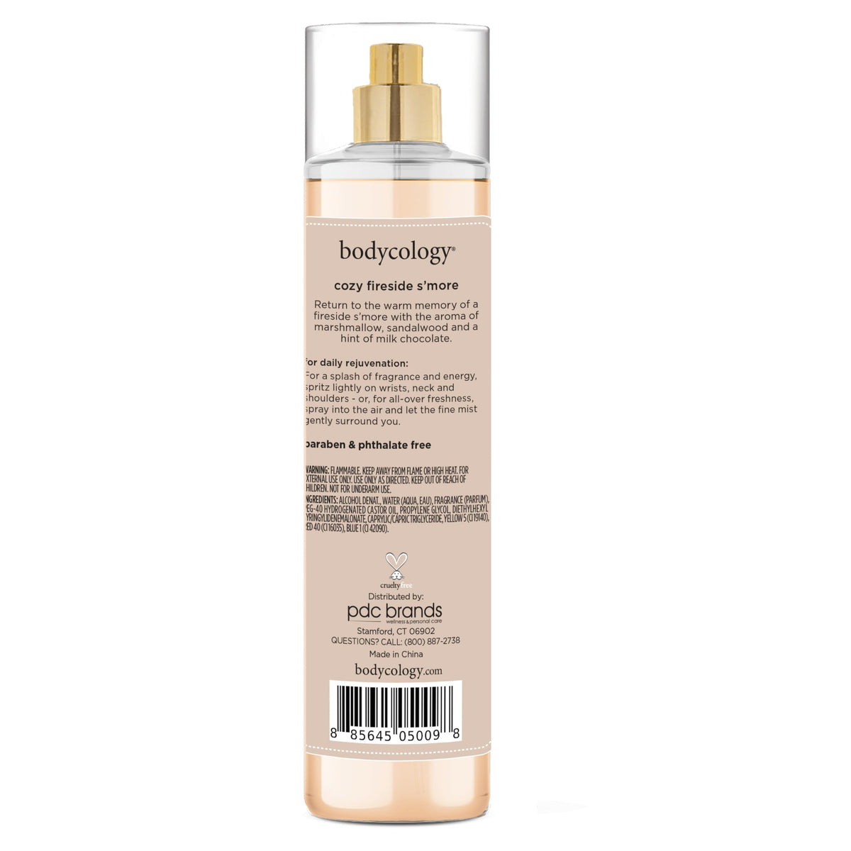 Bodycology Cozy Fireside S'more Body Mist packaging details