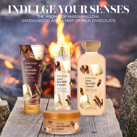Bodycology Cozy Fireside S'more Body Mist with a cozy blanket