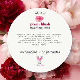 Bodycology Peony Blush Fragrance Mist on a vanity