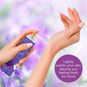 Bodycology Twilight Mist Fragrance Body Mist spritzing on skin