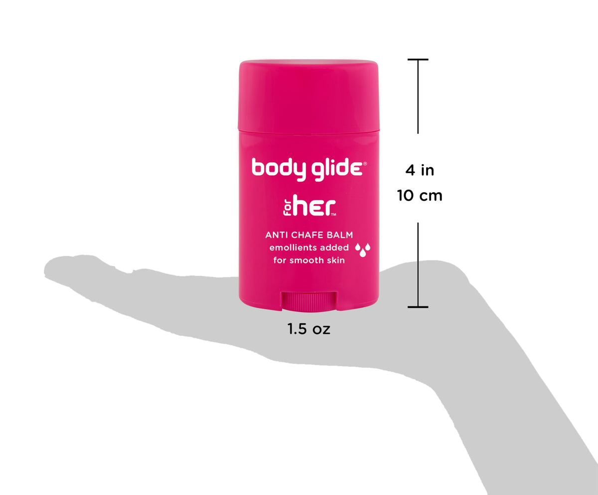 BodyGlide For Her Anti Chafe Balm application on skin