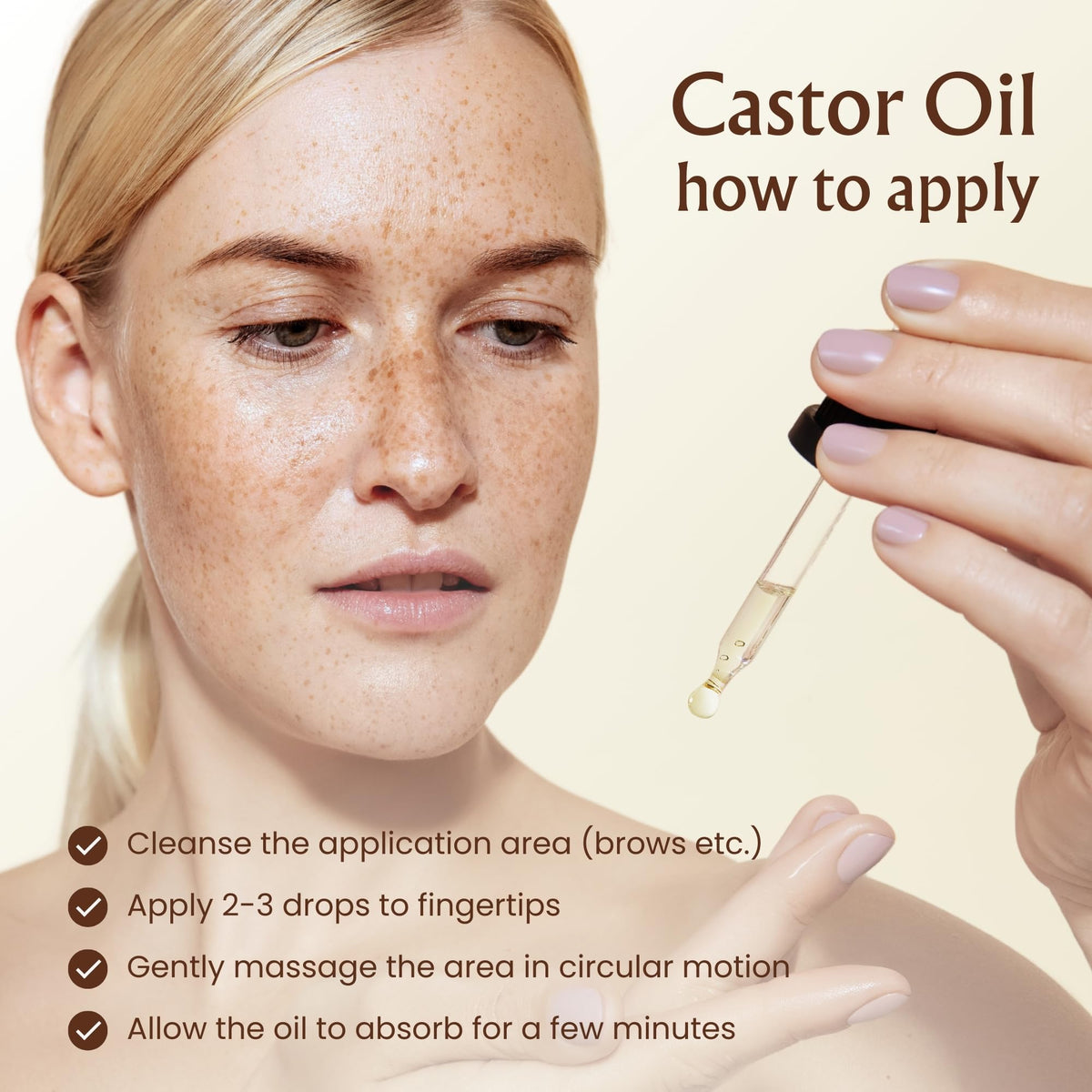 BodyJ4You Castor Oil bottle with cuticle oil application