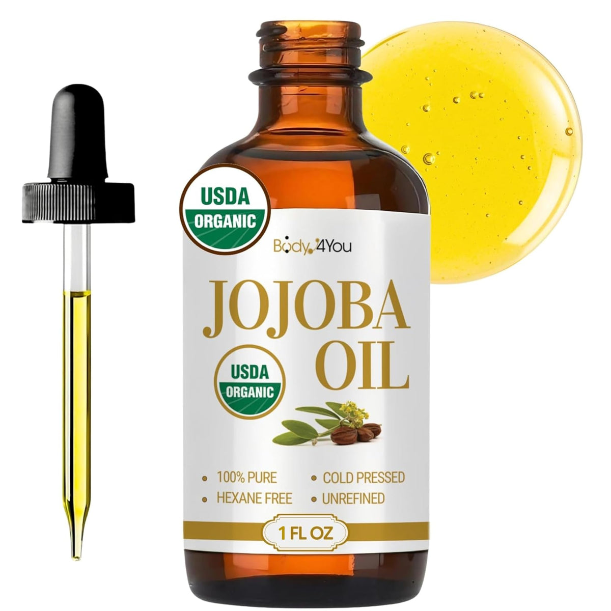 BodyJ4You Organic Golden Jojoba Oil 100g front view