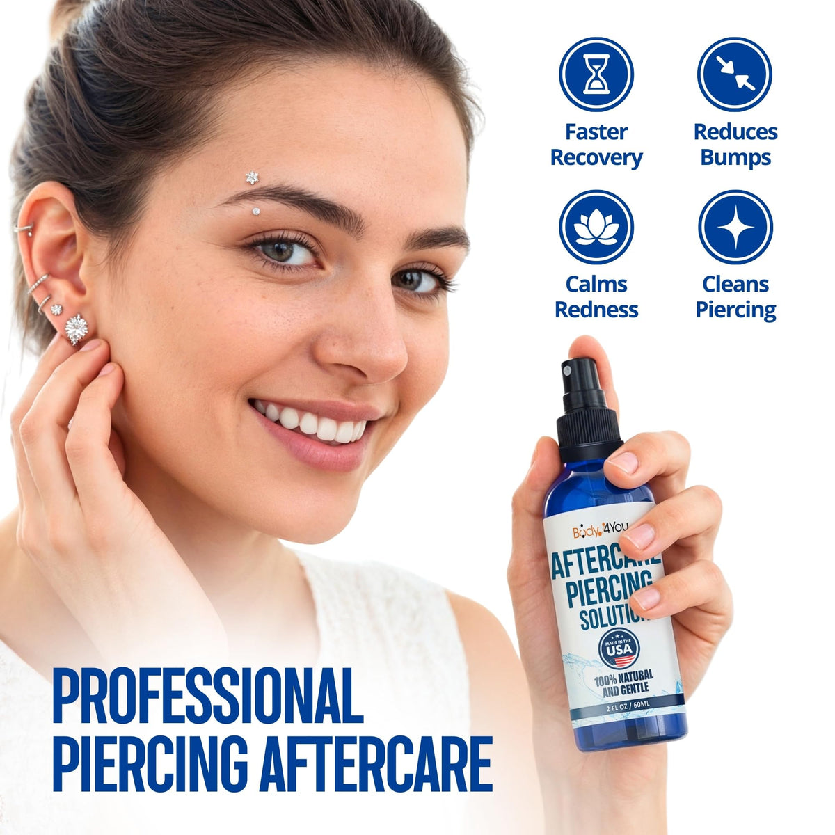BodyJ4You Piercing Aftercare Spray 2 Fl Oz side view
