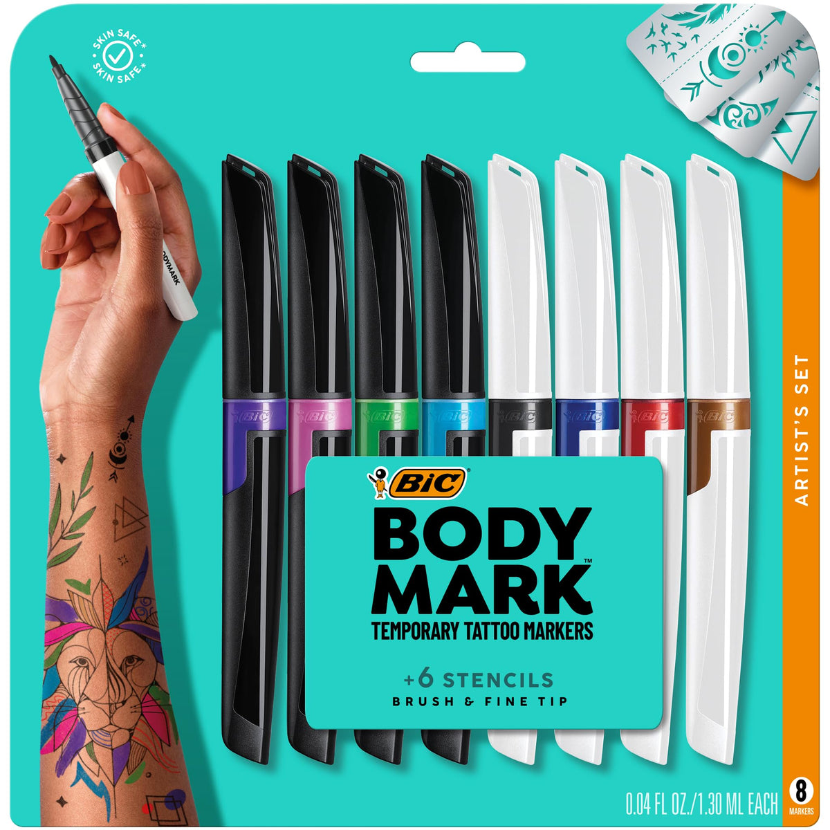 BODYMARK Temporary Tattoo Markers 8-count pack front view