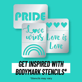 BODYMARK temporary tattoo markers displayed on a colourful background