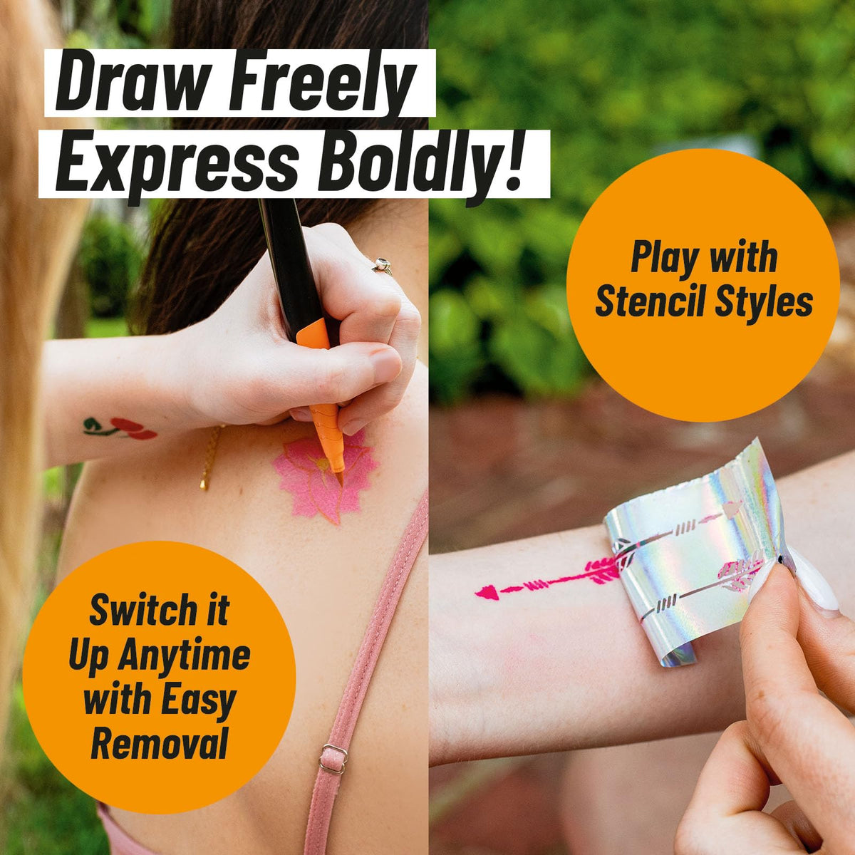 BODYMARK Temporary Tattoo Markers vibrant colours on skin