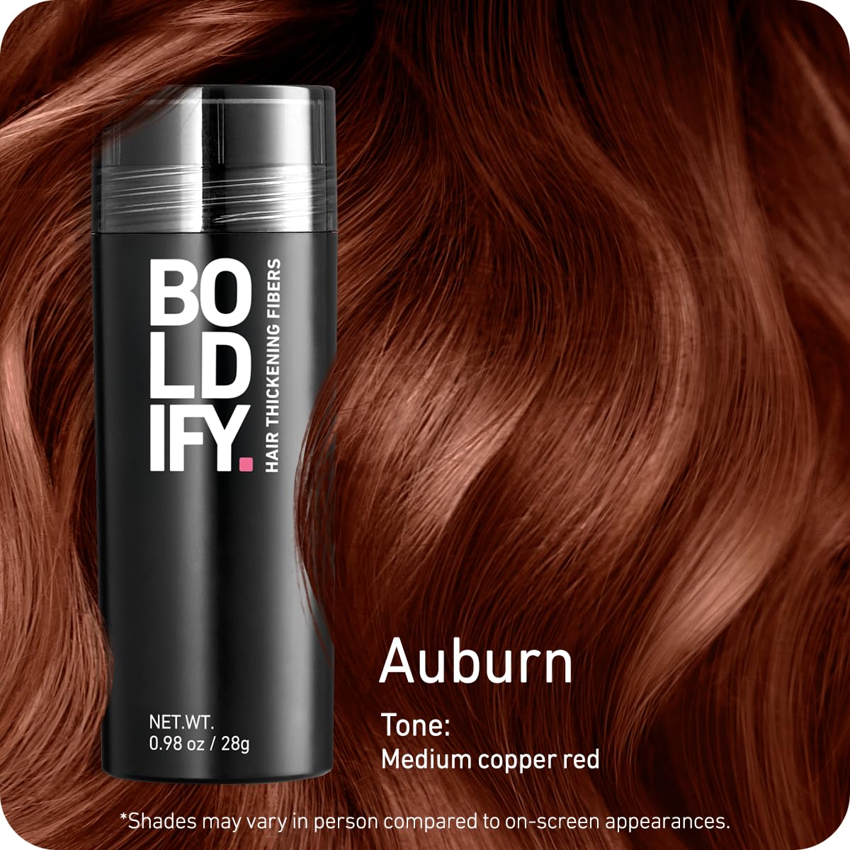Boldify Hair Fibers Auburn 28g packaging