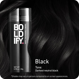 Boldify Hair Fibers Black 28g packaging