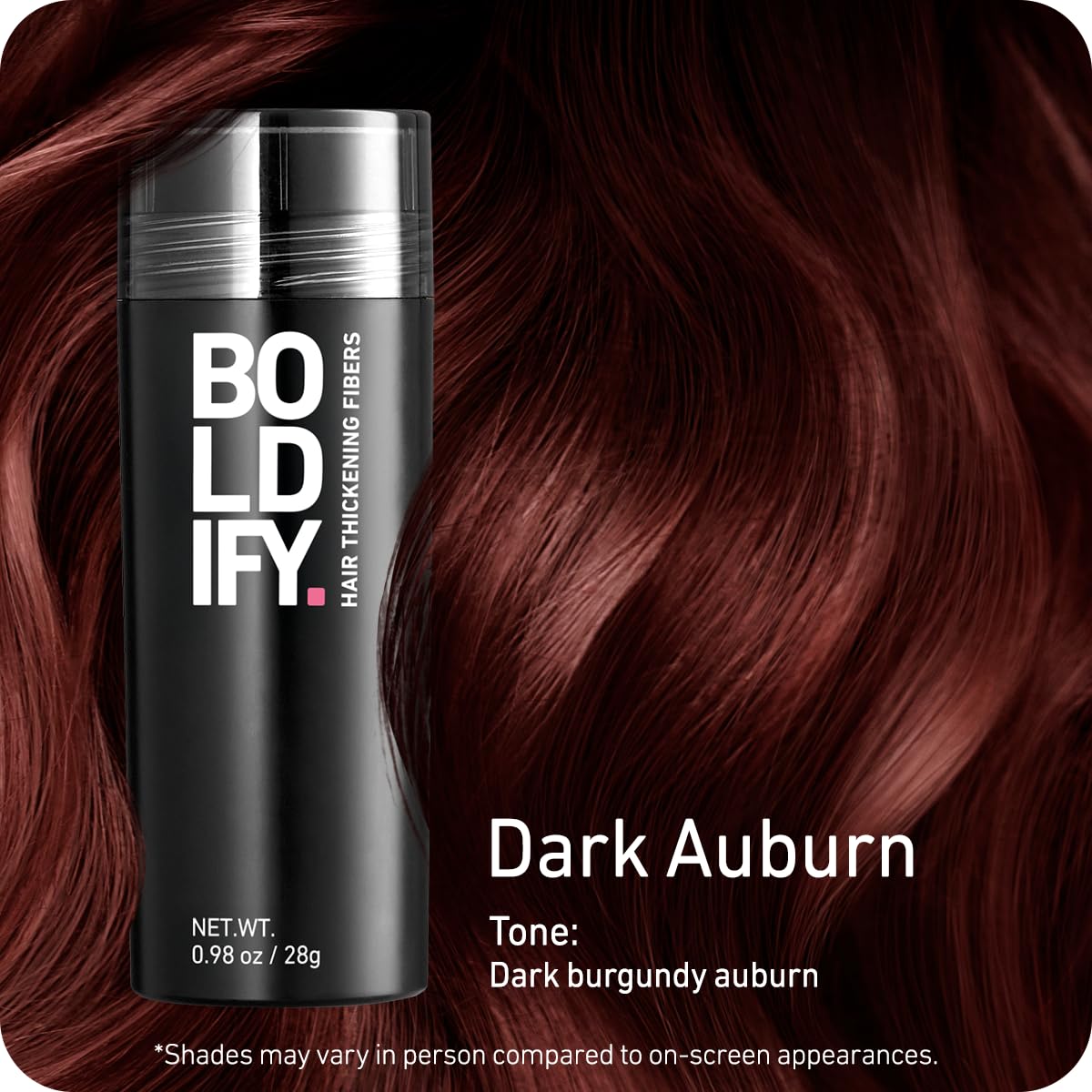 Boldify Hair Fibers Dark Auburn 28g packaging