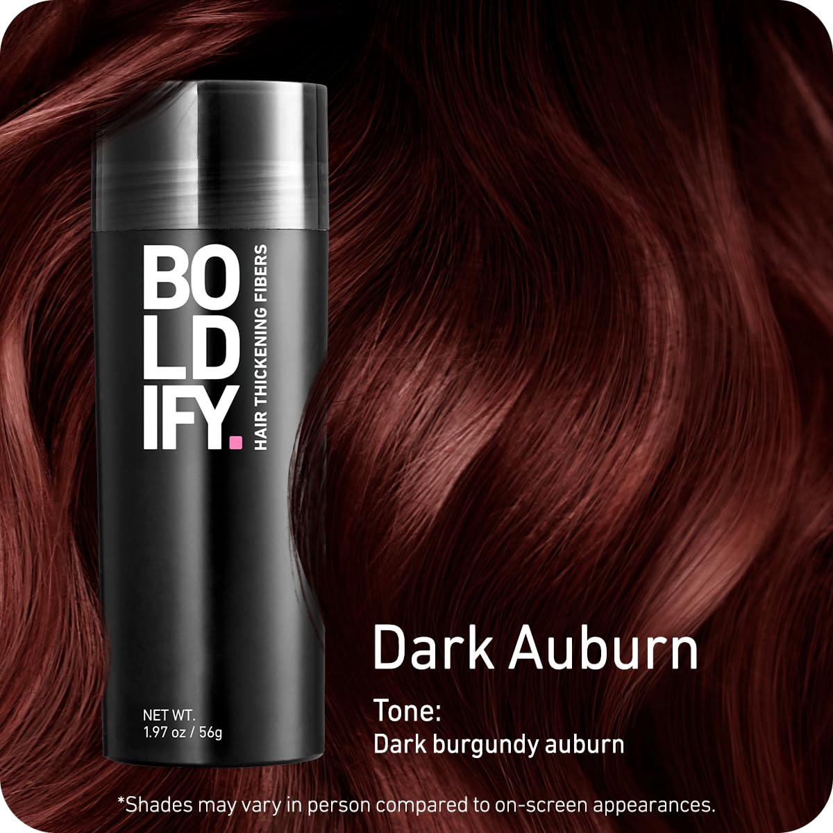 Boldify Hair Fibers Dark Auburn 56g packaging