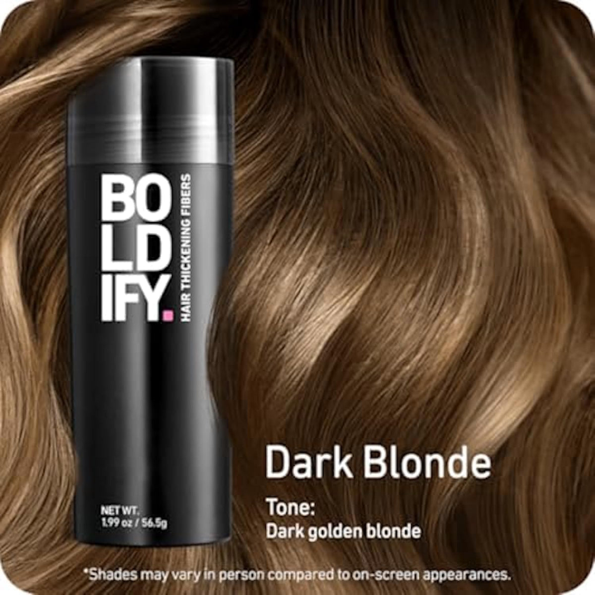 Boldify Hair Fibers Dark Blonde packaging with product details