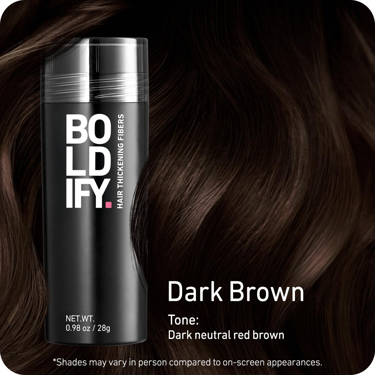 Boldify Hair Fibers Dark Brown 28g packaging