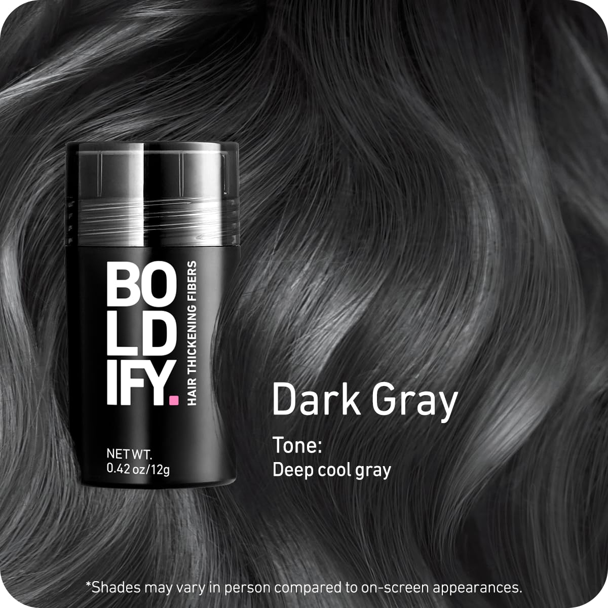 Boldify Hair Fibers Dark Gray 12g packaging