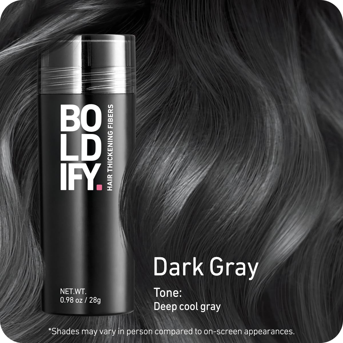 Boldify Hair Fibers Dark Gray 28g packaging